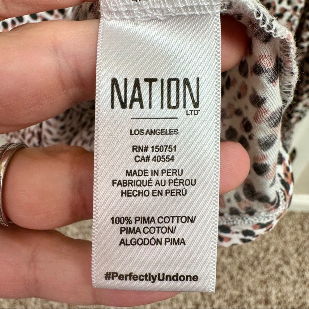 Nation LTD Loren Smocked Peasant Tee Pima Cotton Size XS - Picture 4 of 6